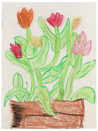 Chloe's crayon tulips | Inside the Artkive Box