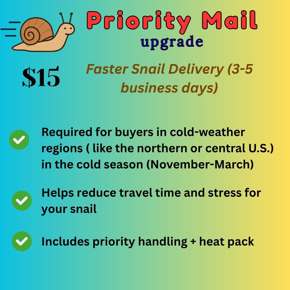 Priority Mail Shipping Upgrade for Live Snail Delivery