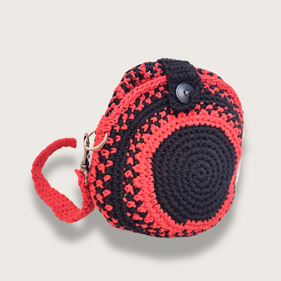 Miniature : Sac à main en crochet rond noir et rouge – Audace et raffinement
