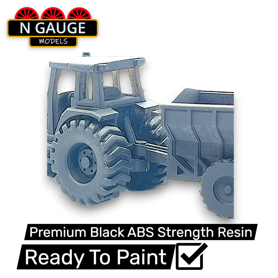 Thumbnail: UNPAINTED Farm Tractor & Grain Trailer (N Scale Gauge)