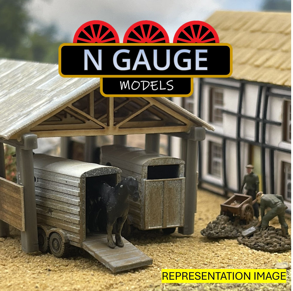 Thumbnail: Livestock Horse Box Trailer & Horse  (N Scale Gauge)