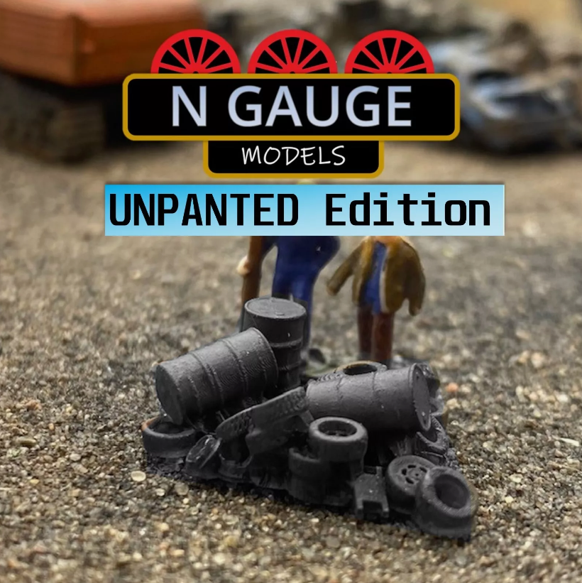 Thumbnail: UNPAINTED Scrapyard Junk Pile Scenery Set (N Scale Gauge Model)