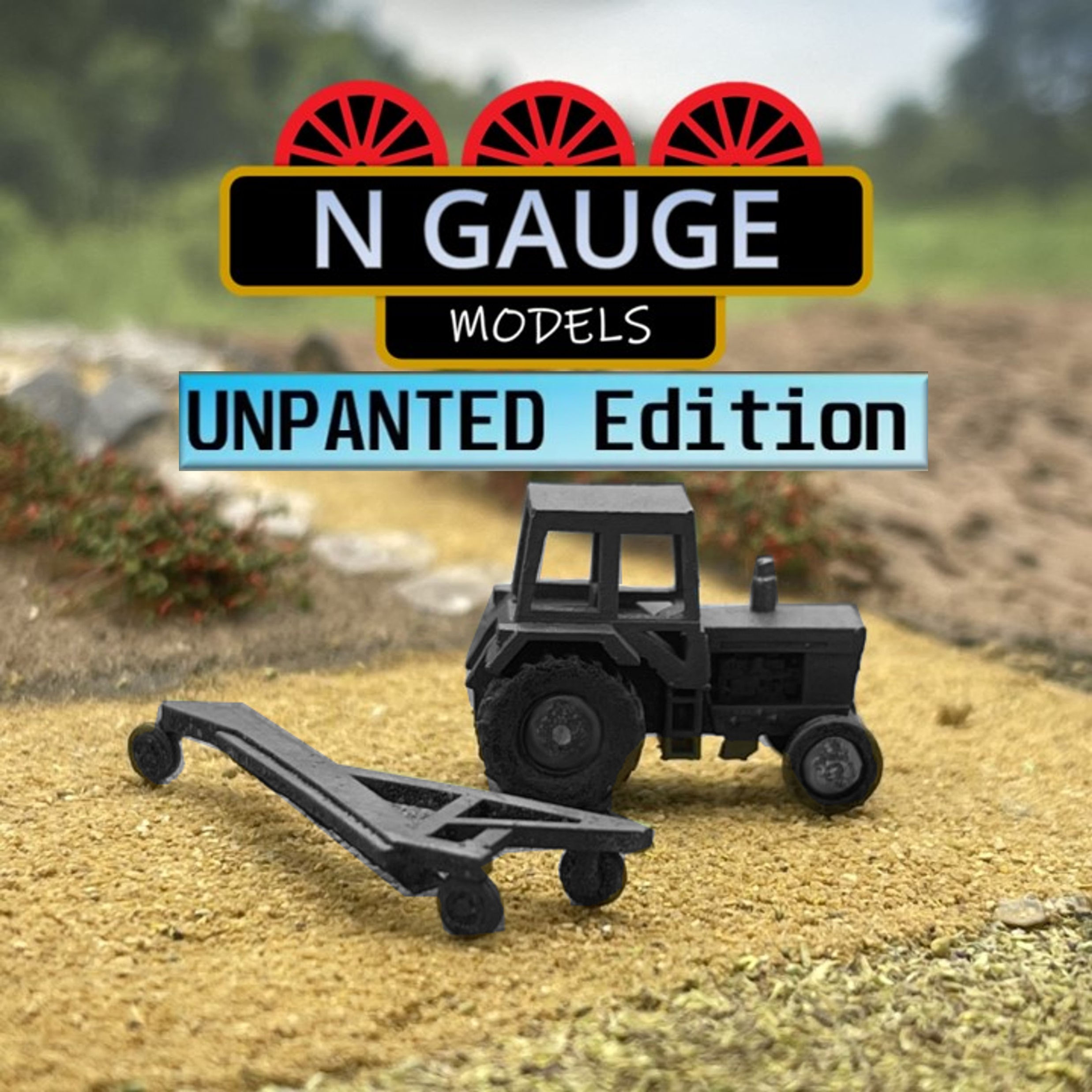 UNPAINTED 1970's Farm Tractor &Plough (N Scale Gauge)