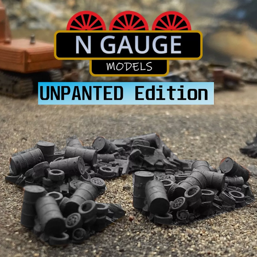 UNPAINTED Scrapyard Junk Pile Scenery Set (N Scale Gauge Model)