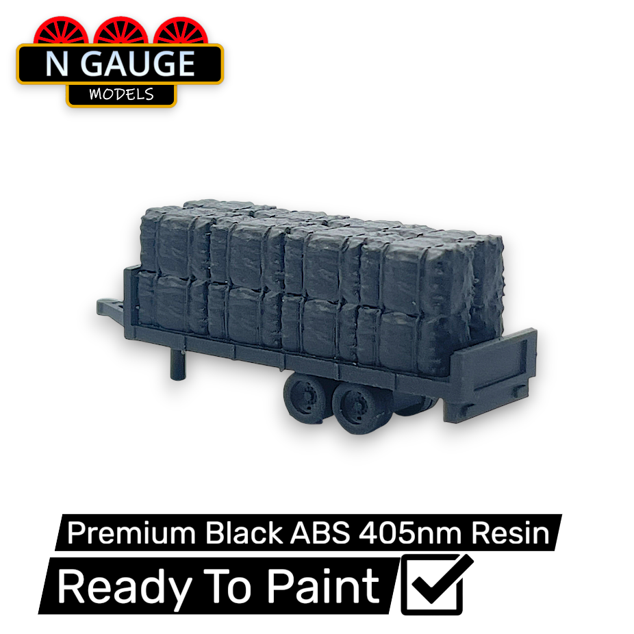 Thumbnail: UNPAINTED Farm Tractor Hay Bale Trailer (N Scale Gauge)
