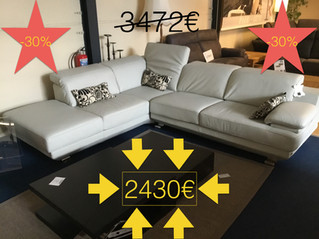 Soldes : Salon coin full cuir 285cm-245cm