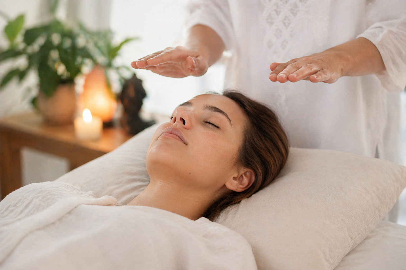Alyssa Love providing a Reiki session at Open Sky Healing in Wimberley, Texas.