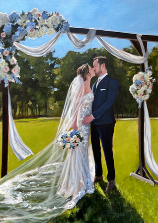 Austin Texas live event painter Alyssa Love was there to capture the moment as Anastasia and Matthew came together for their first married kiss in Round Rock, Texas.