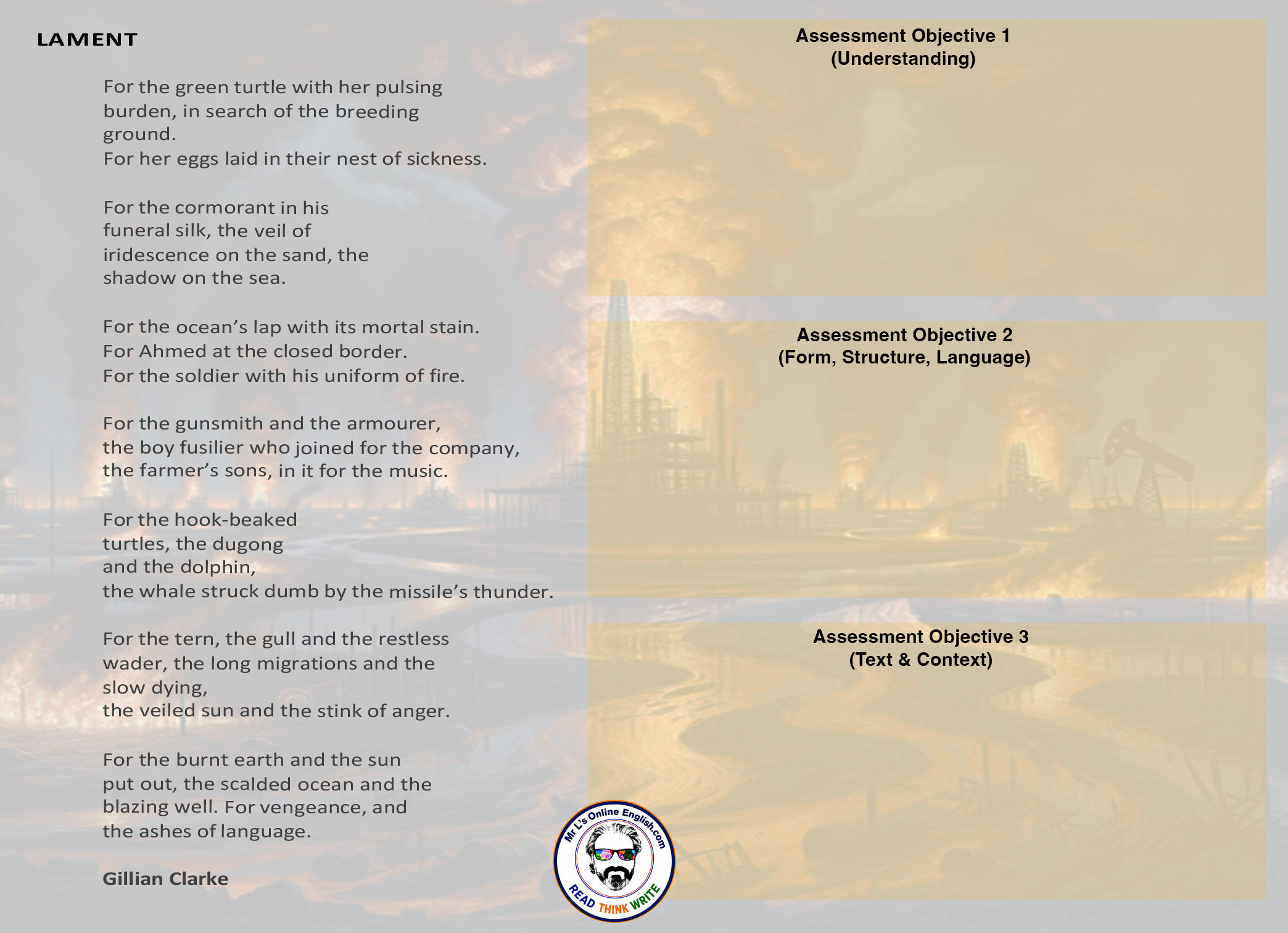 Lament GCSE A4 Poster