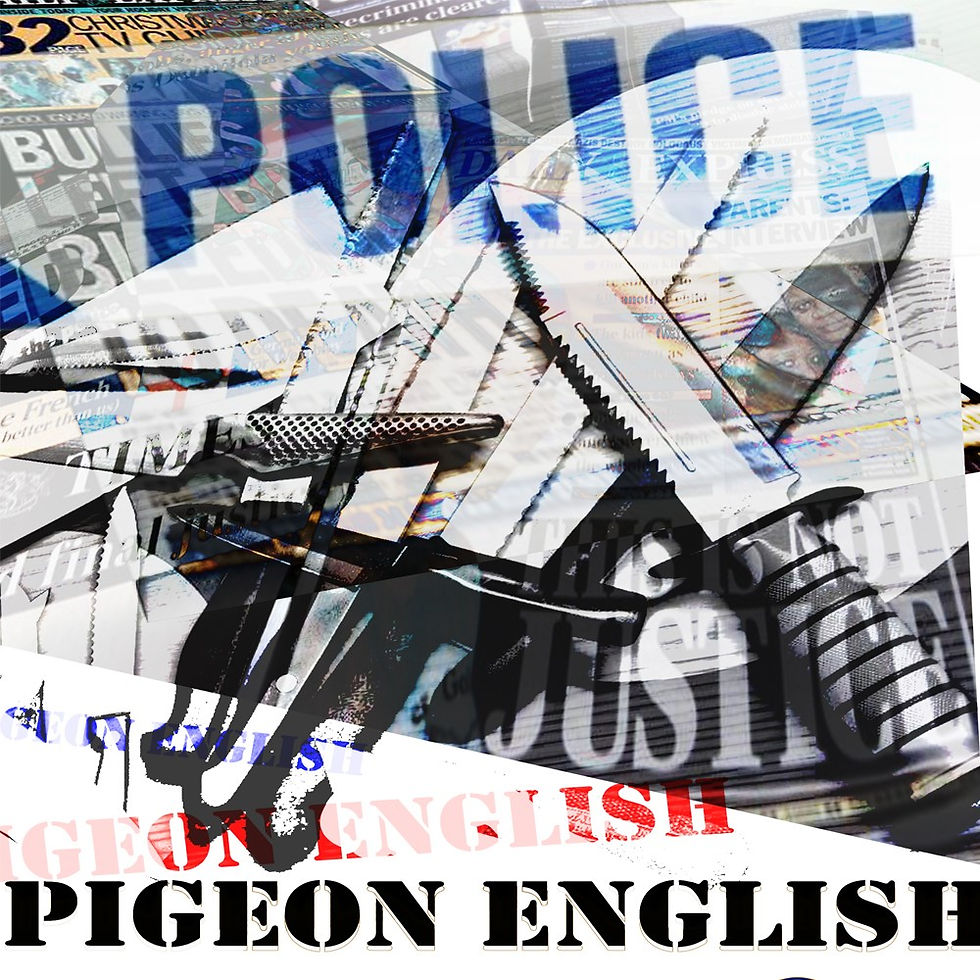 Police tap with knives and guns. Pigeon English.