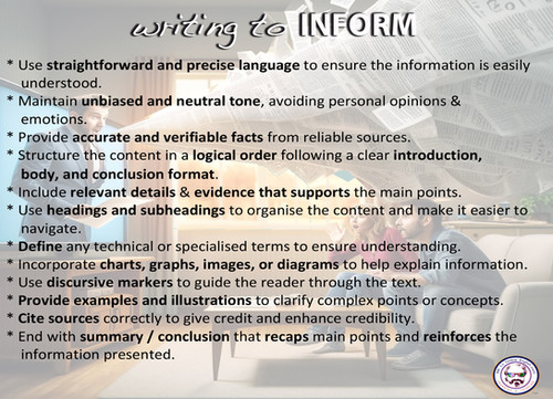 Writing to Inform Revision Poster | Mr L’s English