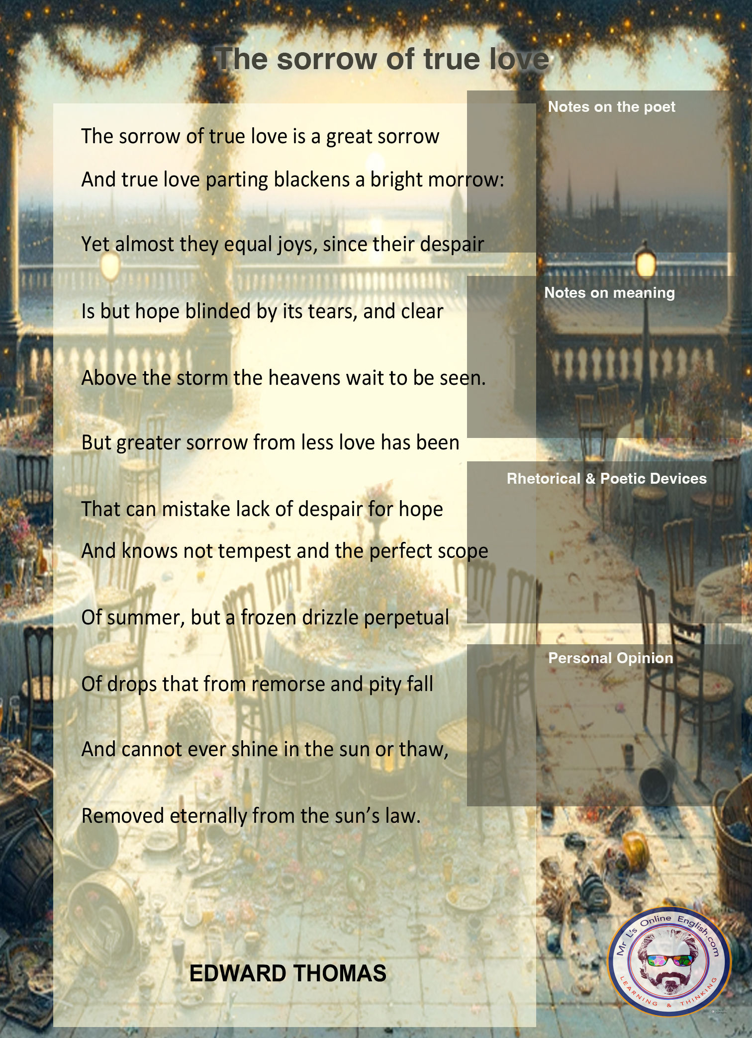 The Sorrow of True Love GCSE Revision Poster