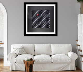 Tableau 3d avec cubes en bois, couleur noire, support en aluminium laqué noir, tableau design élégant réalisé par artiste plasticienne contemporaine Véronique Bauquel, en Bretagne. Tableau abstrait sur mesure avec cubes en bois. Référennce Pierre Soulages, tableau noir.