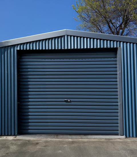 Roller garage door fitted to a metal shed in Sydney