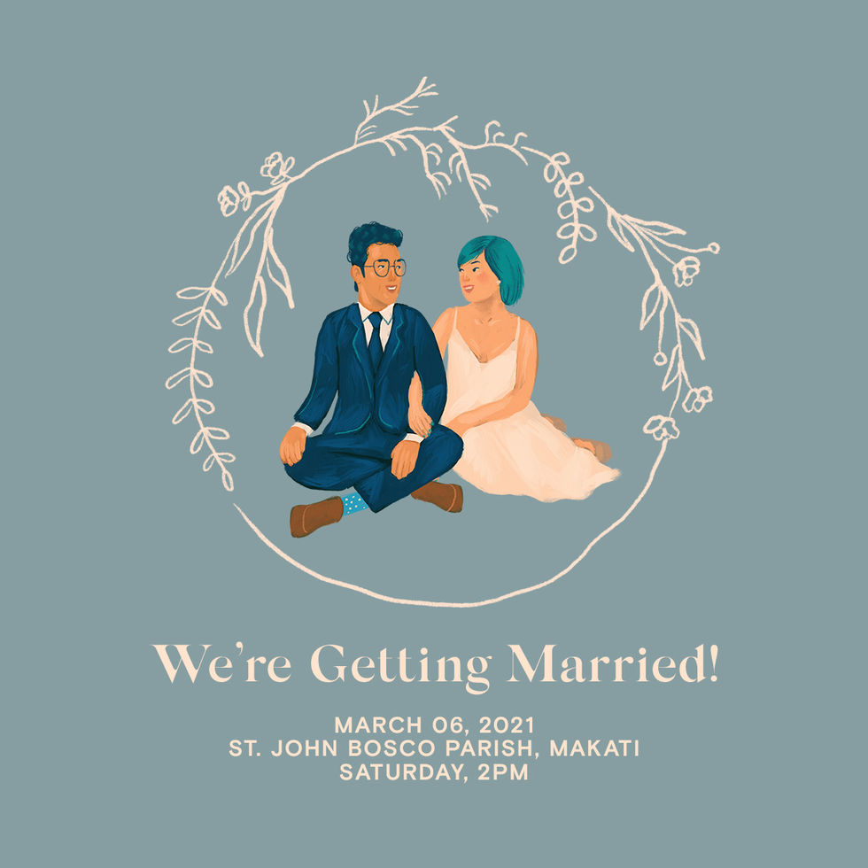 Wedding couple illustration in cute minimalist style