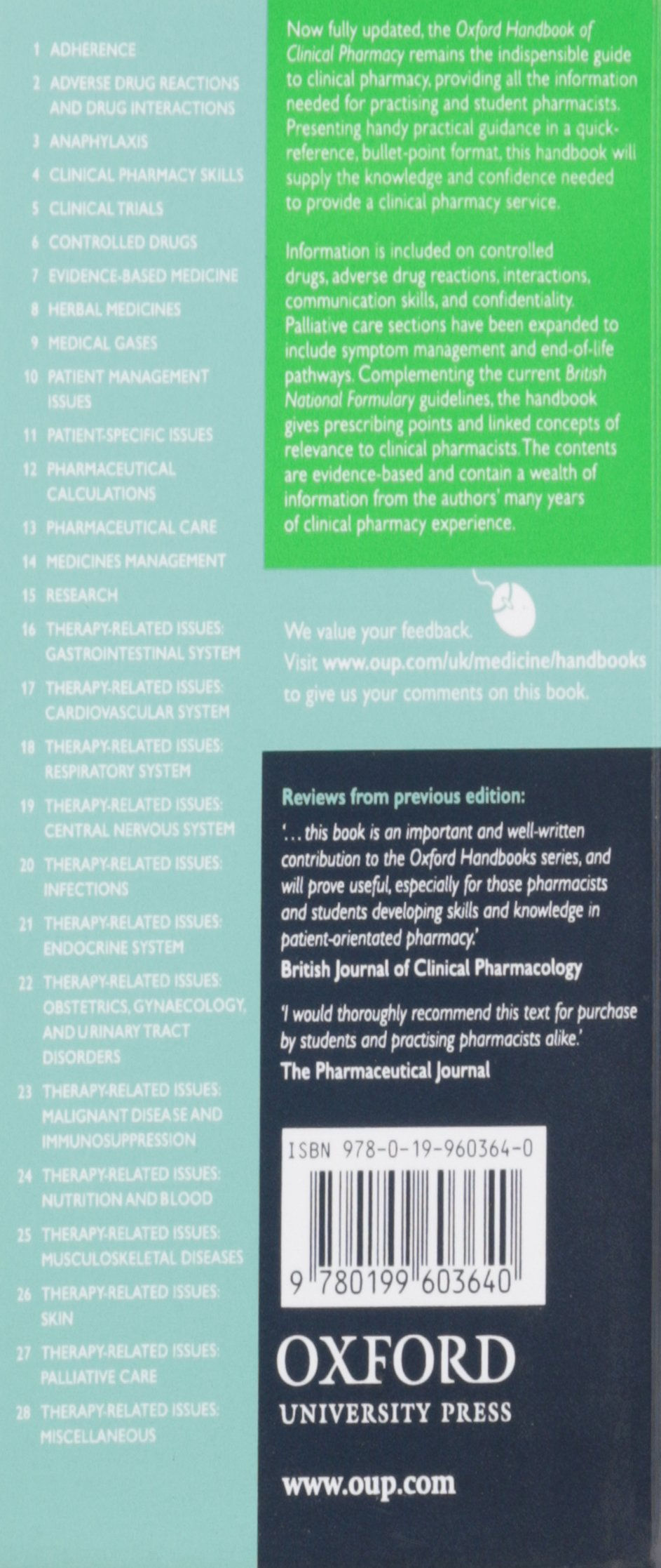 الصورة المصغرة: Oxford Handbook of Clinical Pharmacy