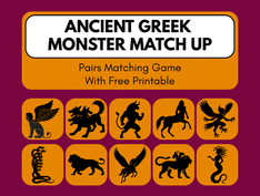 Ancient Greek Monster Match Up - Pairs Matching Game with Free Printable