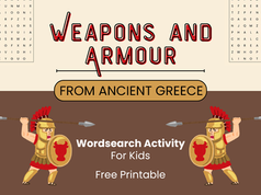 Ancient Greek Weapons and Armour Wordsearch - Free Printable - Ideal For Kids