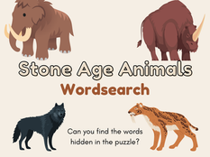 Stone Age Animals - Wordsearch Activity with Free Printable
