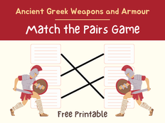 Match The Pairs - Greek Weapons and Armour - Learning Activity For Kids Free Printable