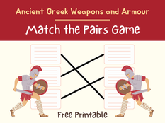 Match The Pairs - Greek Weapons and Armour - Learning Activity For Kids Free Printable