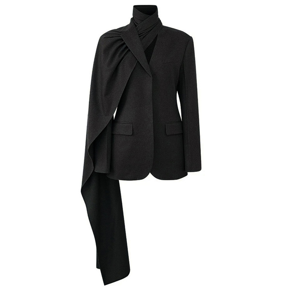 Irregular Blazer Scarf Collar
