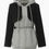 Thumbnail: Loose Fit Gray Color-block Hoodie Blazer