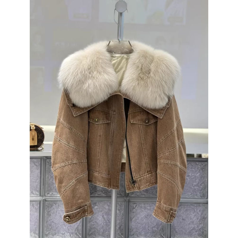 Thumbnail: Light Faux Fur Fur Collar Jacket