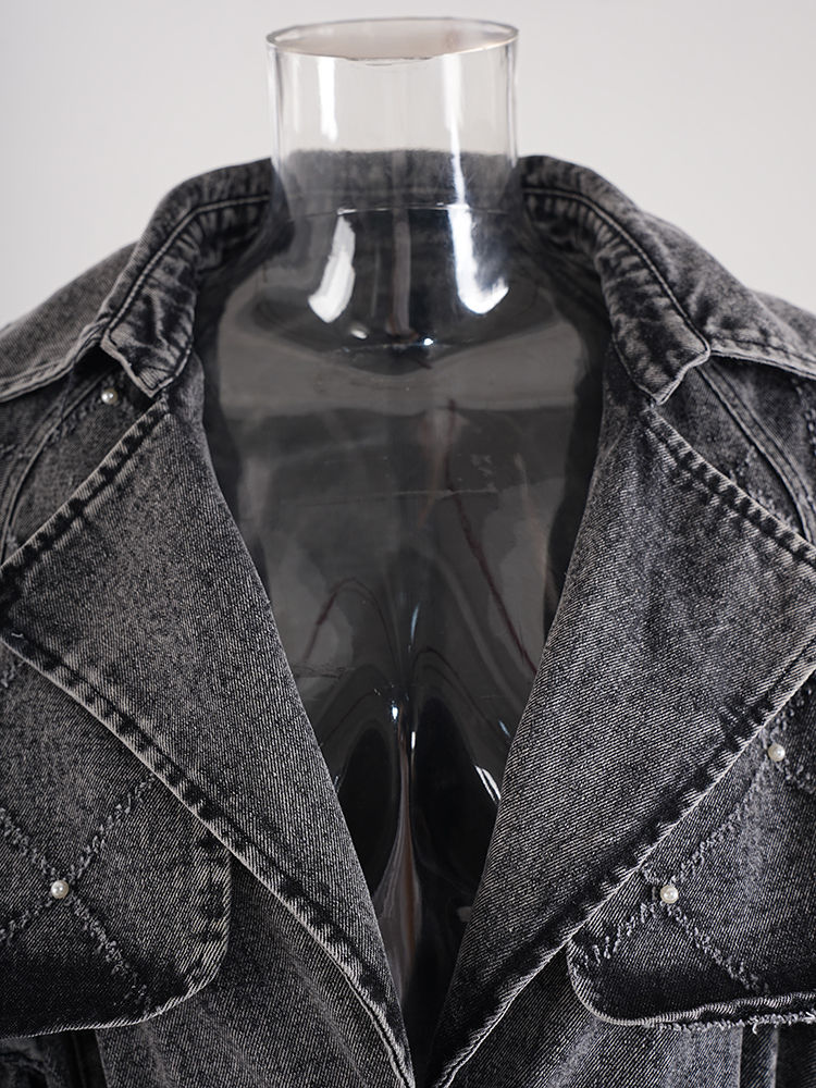 Thumbnail: Blazk Denim Trench Coat w/ Studs