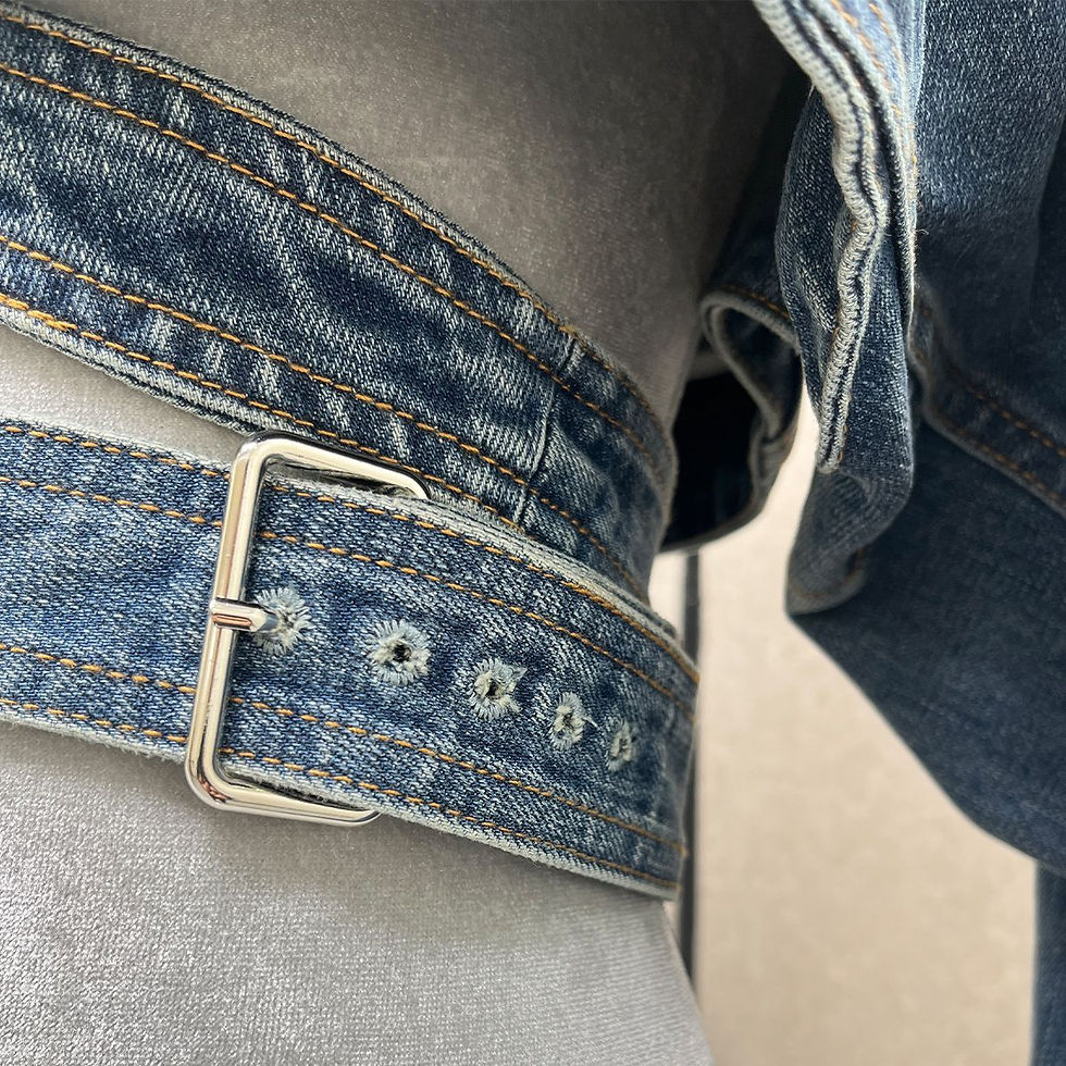 Thumbnail: Cropped Denim  Belt Jacket