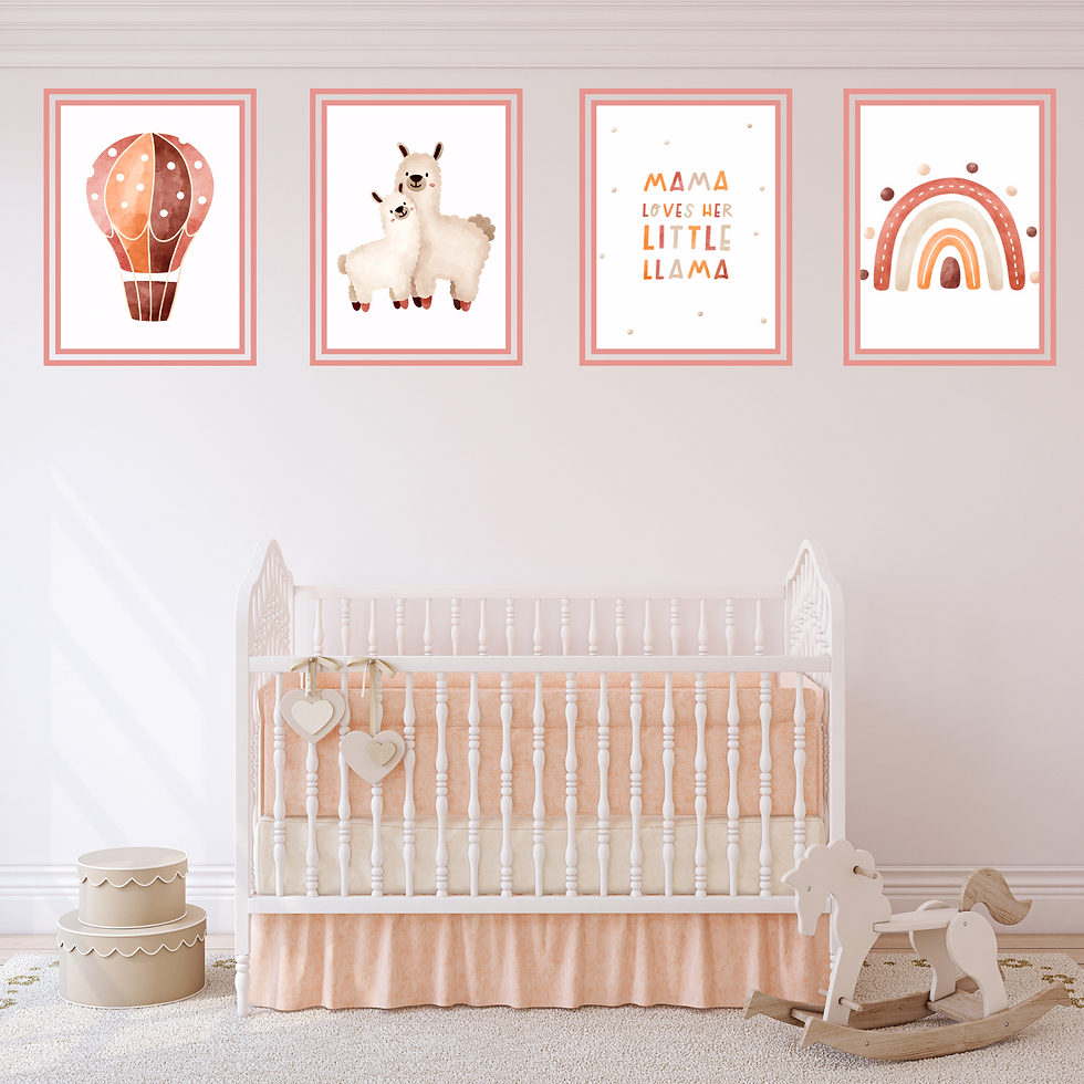 Thumbnail: Llama Baby Nursery Wall Art Décor, Terracotta, Set of 6 Prints 8X10’’(unframed)