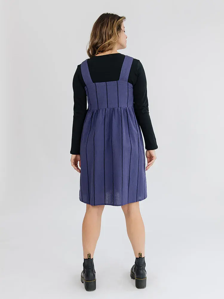 Thumbnail: Billie Jumper Dress - Indigo Stripe