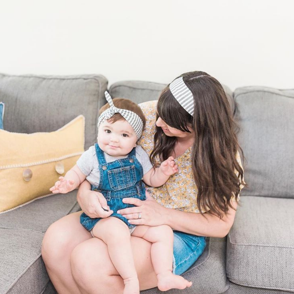 Grey Striped Knotted Headband