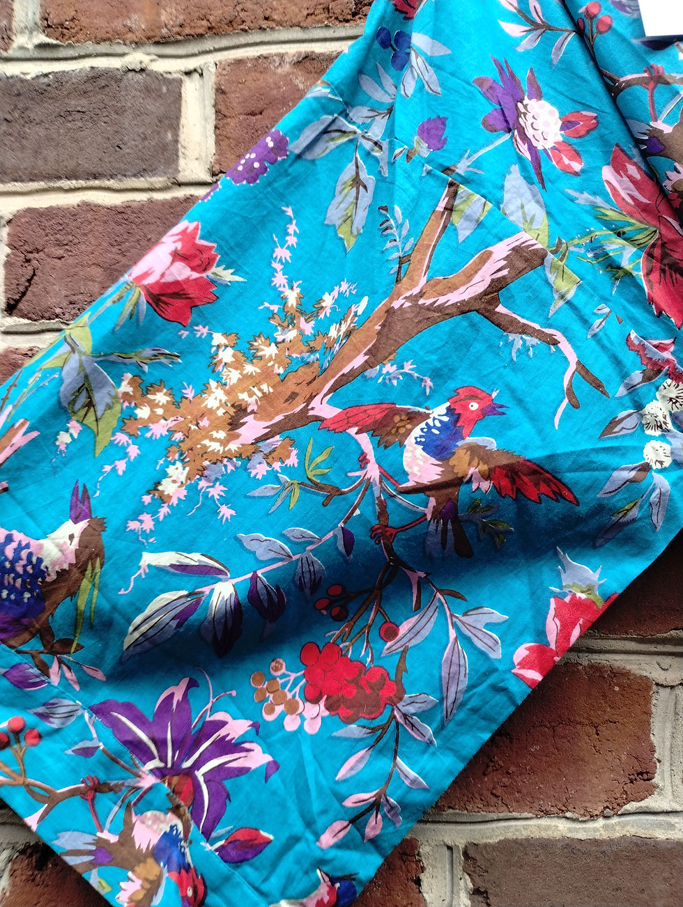 Thumbnail: Long Kimono Robe - Teal and Rose