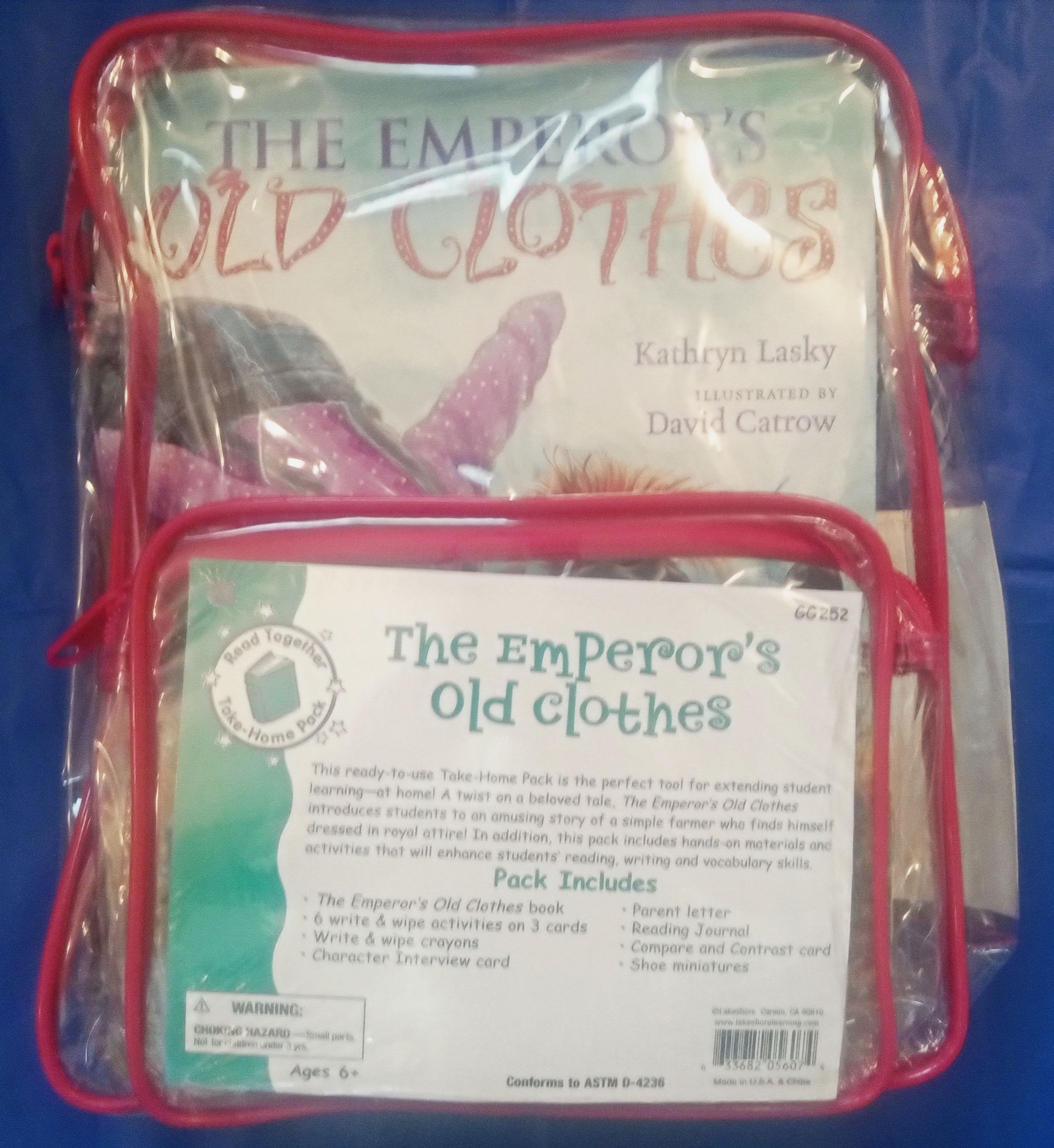 Lakeshore Literacy Backpack – The Emperor's Old Clothes packaging.