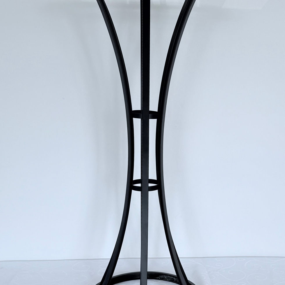 Black metal stand with curved legs