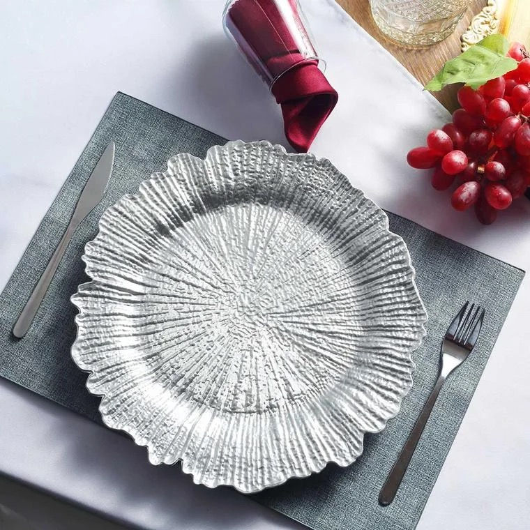 Silver Acrylic reef charger plates 