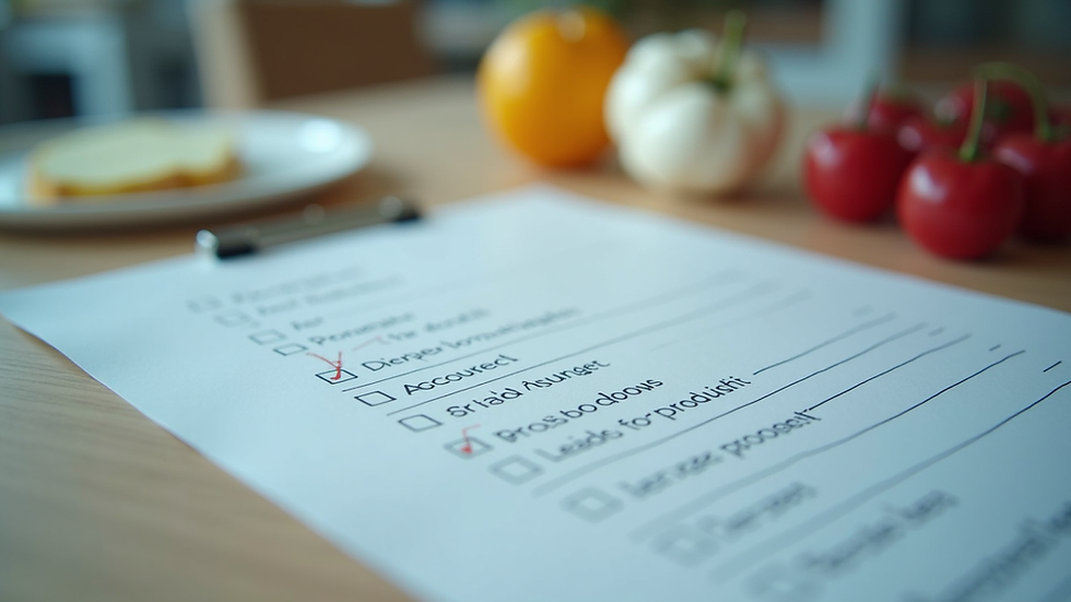 Close-up view of a food safety inspection checklist