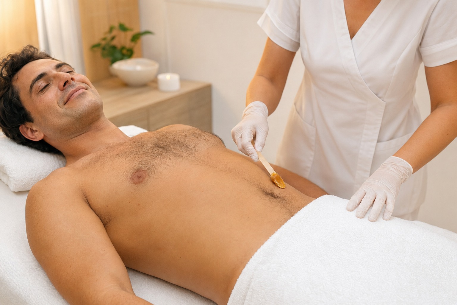 Depilação Masculina de Virilha realizado por profissional especializado no Wanderley Beauty Trends em Gravataí, ambiente moderno, acolhedor e com atendimento profissional na categoria Estética Corporal