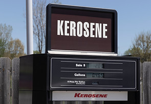 Kerosene pump at a gas station. Kerosene is used in oil lamps to cleaning agents, jet fuel