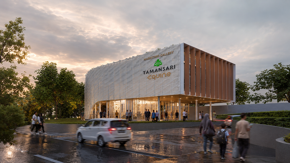 Desain Arsitektur Marketing Gallery Modern di Tamansari Equine