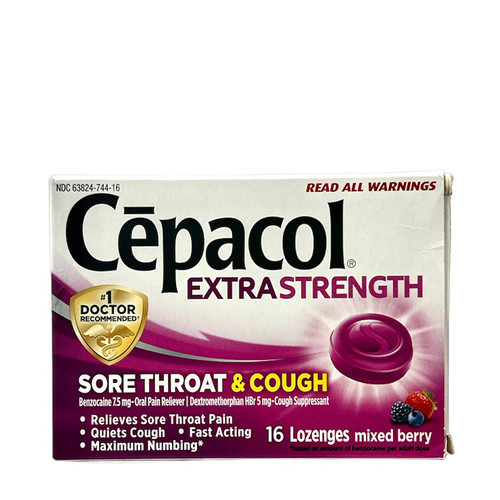 JE LERKHEST & CO コニャック EXTRA Cepacol Extra Strength - Sore Throat & Cough Berry. 16 Lozenges
