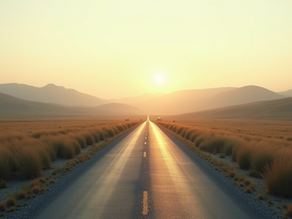 Wide angle view of a serene landscape with a winding path