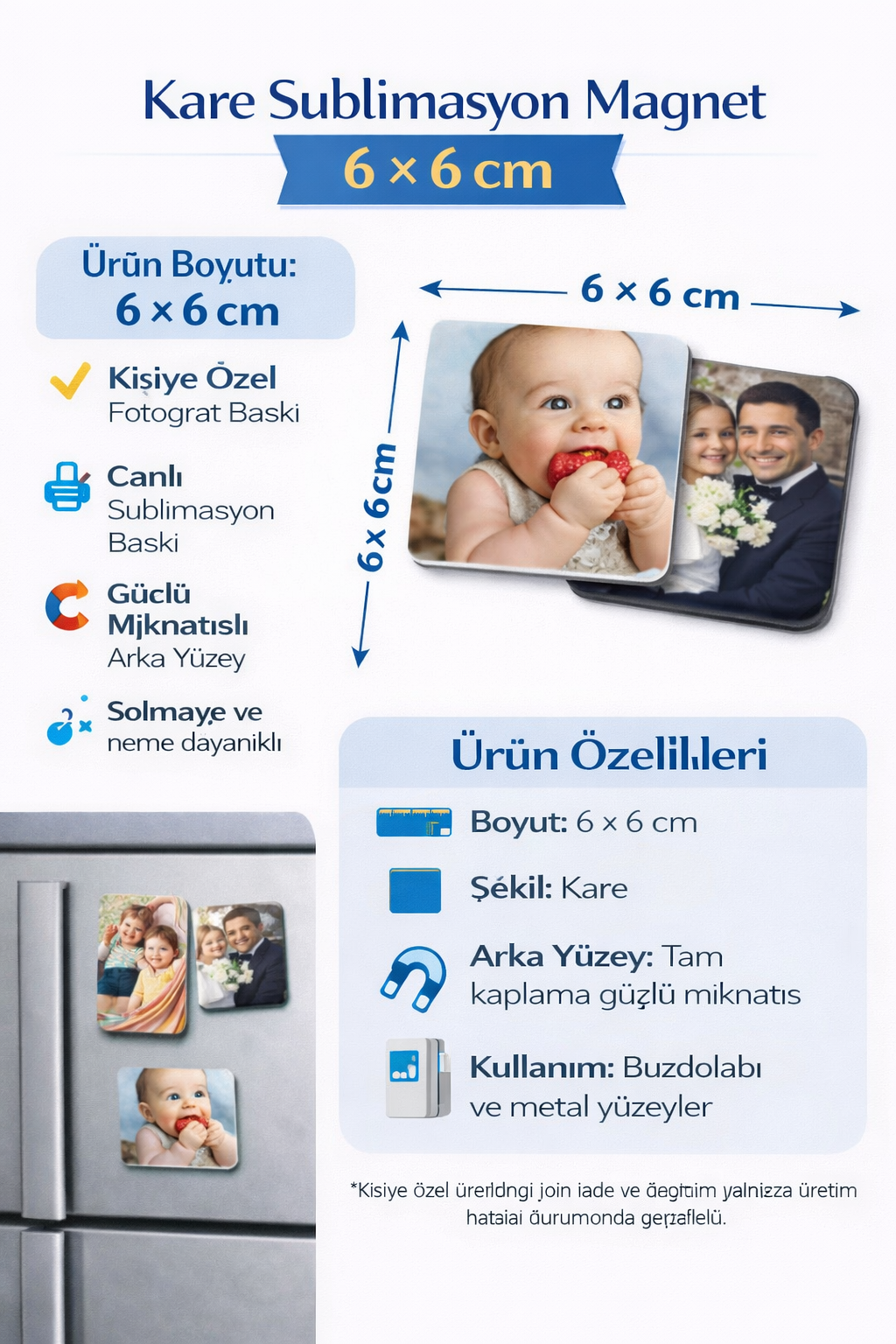 Kare  Magnet 6 × 6 cm