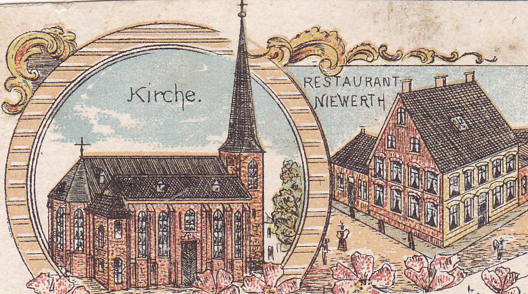 Postkartenausschnitt aus 1898 zum Restaurant Niewerth