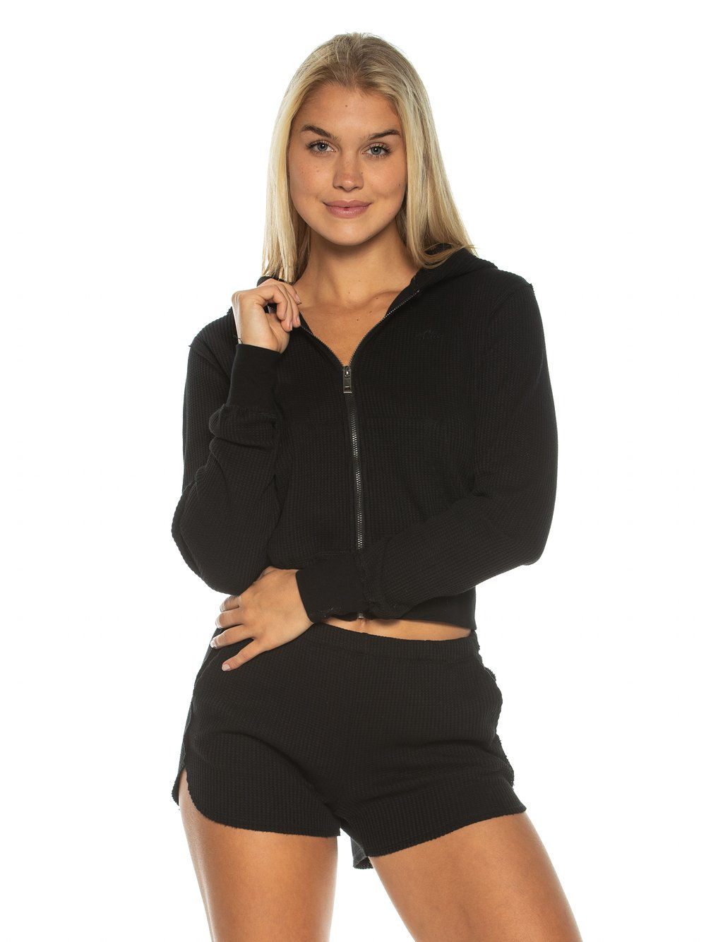 Crop Waffle Hoodie