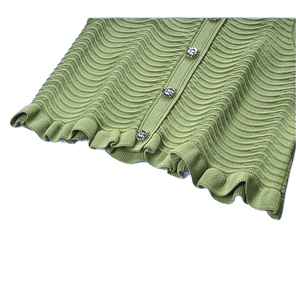 Thumbnail: High End Knitted Wavy Ruffles Vest Crop Top & Mini Skirt