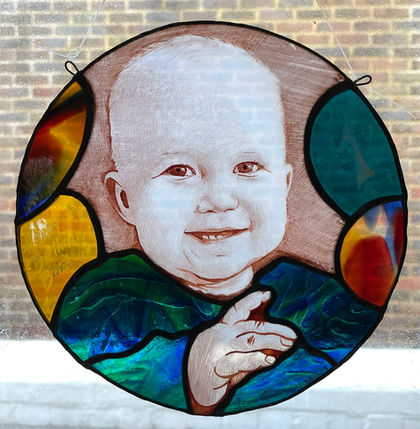 Annelies Clarke stained glass birthday card graphics work