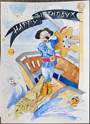 Annelies Clarke watercolour birthday card graphics work