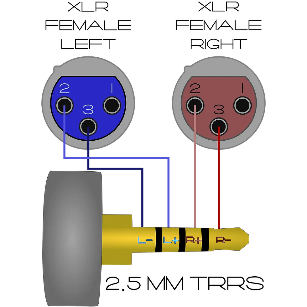 Thumbnail: Dual XLR 3 Pin Female to 2.5 mm TRRS Wiring Diagram Pinout